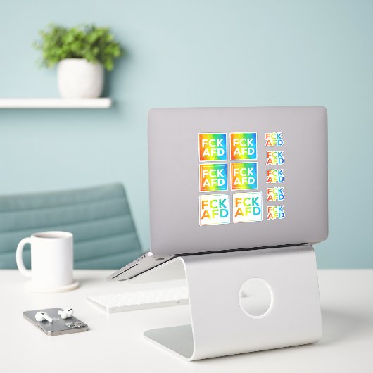 FCK AFD Stickersheet Regenbogen Sticker (Laptop op bureau)