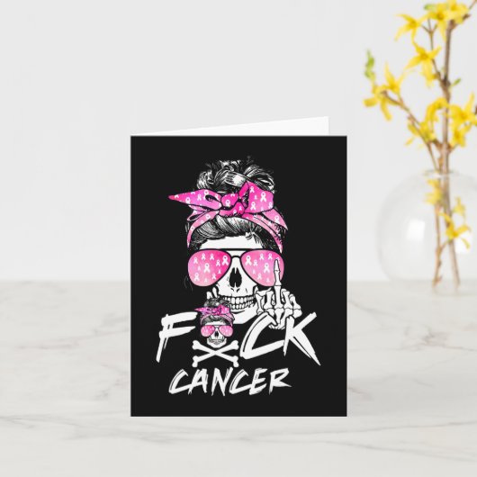 FCK Borstkanker Vrouwen Warrior Roze Lint Messy Kaart (Gele Bloem)