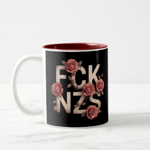 FCK NZS Bloemrijk Tegen Rechts Geen Nazis Lgbtq+ Tweekleurige Koffiemok