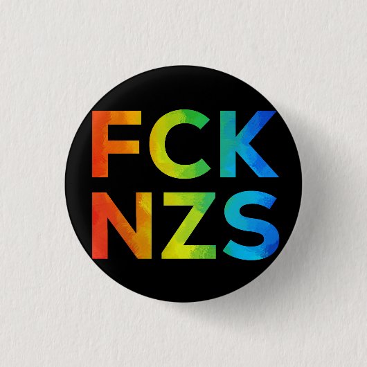 FCK NZS Regenbogen auf schwarz Ronde Button 3,2 Cm (Voorkant)