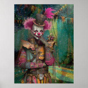 FD2 11 Circus Clown Art Vintage Retro Carnaval kun Poster