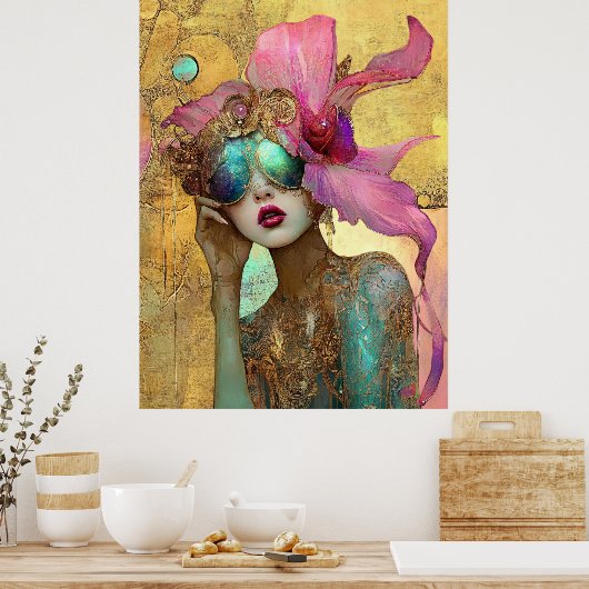 *~* FD2 8 Ornate Nouveau Fantasy Ethereal Woman Poster (Keuken)