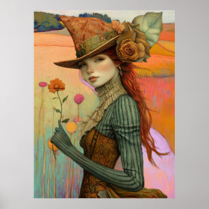 *~* FD2 Bloemige Herfst Meisje Retro Hoed 22 Poster