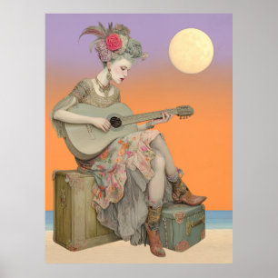 ^~* FD2 Bohemian Boho Woman Guitar 2 Poster