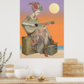 ^~* FD2 Bohemian Boho Woman Guitar 2 Poster (Keuken)