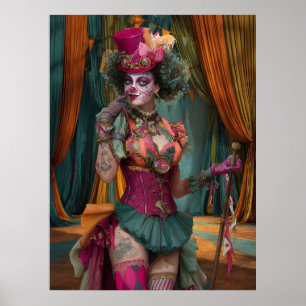 FD2 Circus Clown Art 12 Retro Carnaval kunst Poster