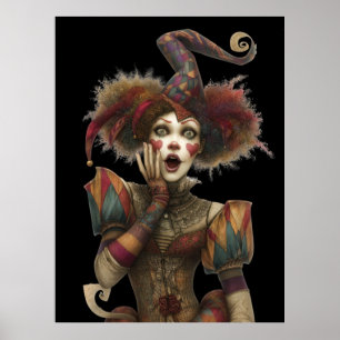 FD2 Circus Clown Art 15 Retro Carnaval Poster