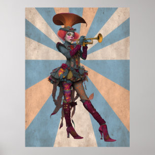 FD2 Circus Clown Art 16 Retro Carnaval kunst Poster