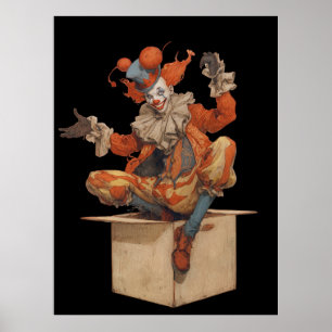 FD2 Circus Clown Art 20 Retro Carnaval Poster