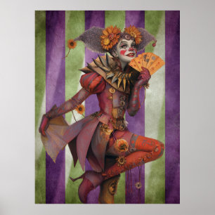 FD2 Circus Clown Art 24 Retro Carnaval Poster