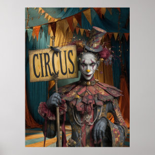 FD2 Circus Clown Art 25 Retro Carnaval Poster