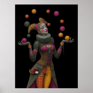FD2 Circus Clown Art 26 Retro Carnaval Poster