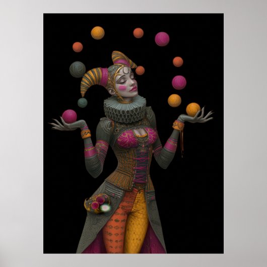 FD2 Circus Clown Art 26  Retro Carnaval Poster (Voorkant)