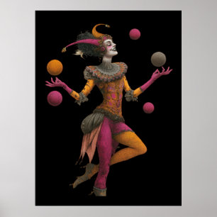 FD2 Circus Clown Art 27 Retro Carnaval Poster