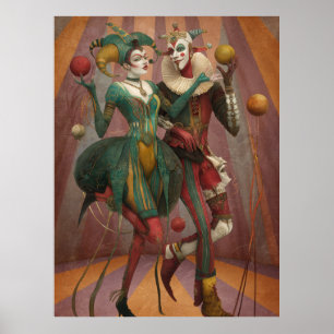 FD2 Circus Clown Art 28 Retro Carnaval Poster