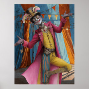 FD2 Circus Clown Art 29 Retro Carnaval Poster
