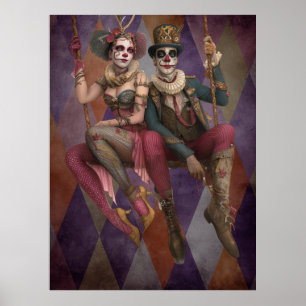 FD2 Circus Clown Art 30 Retro Carnaval Poster