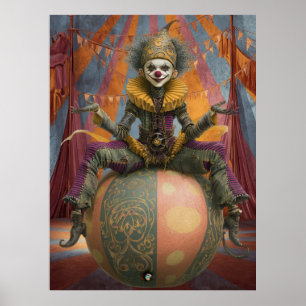 FD2 Circus Clown Art 4 Retro Carnaval kunst Poster