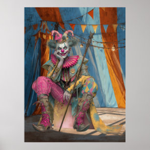 FD2 Circus Clown Art 6 Retro Carnaval kunst Poster