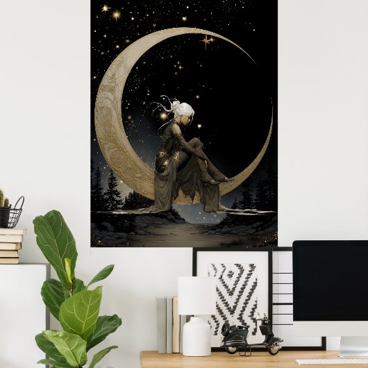 FD2 Enchanted 4 Crescent Moon Goddess Poster (Thuiskantoor)