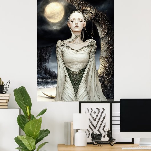 FD2 Enchanted Crescent Moon Goddess 1 Poster (Thuiskantoor)