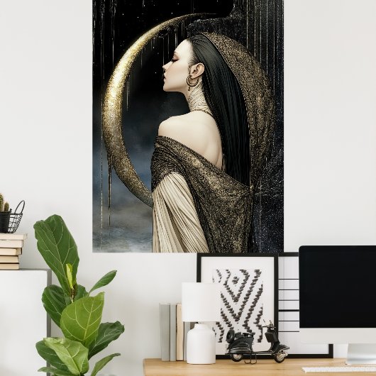 FD2 Enchanted Crescent Moon Goddess  26  Poster (Thuiskantoor)