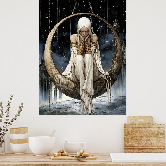 FD2 Enchanted Crescent Moon Goddess  27 Poster (Keuken)