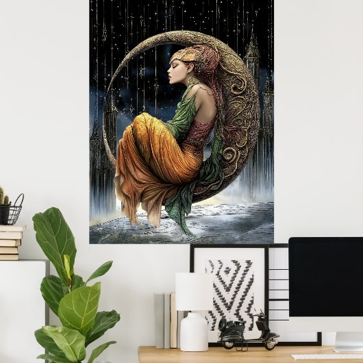 FD2 Enchanted Crescent Moon Goddess 31 Poster (Thuiskantoor)