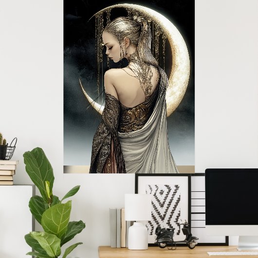 FD2 Enchanted Crescent Moon Goddess 6 Poster (Thuiskantoor)
