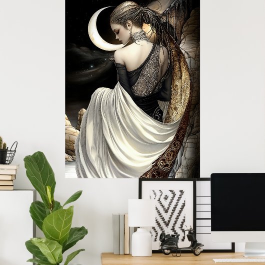FD2 Enchanted Crescent Moon Goddess 8 Poster (Thuiskantoor)