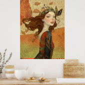 *~* FD2 Fall Whimsical Girl Autumn Retro 10 Poster (Keuken)
