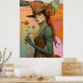 *~* FD2 Floral  Fall Girl Autumn Retro Hat 22 Poster (Keuken)
