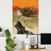 *~* FD2  Herfst Meisjes Herfst Retro 4 Poster (Thuiskantoor)