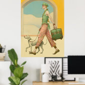 FD2 Koffer Kleurrijke Boho MAN Hond 33 Poster (Thuiskantoor)