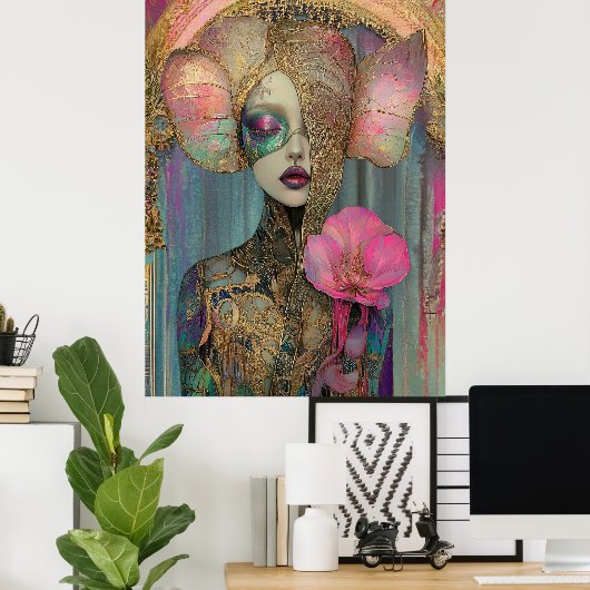 *~* FD2 Ornate Nouveau Fantasy Ethereal Woman  6-1 Poster (Thuiskantoor)