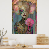 *~* FD2 Ornate Nouveau Fantasy Ethereal Woman  6-1 Poster (Keuken)