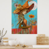 *~* FD2 Retro Bloemen Herfst Meisje Herfst Pet 20 Poster (Keuken)