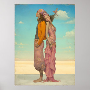 *~* FD2 Retro Love Romantische Boho Paar 22 Poster