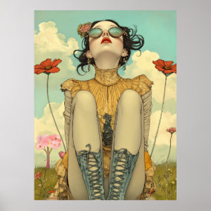 FD2 Retro Whimsical Meisjeskunst Vintage Bloem 26 Poster