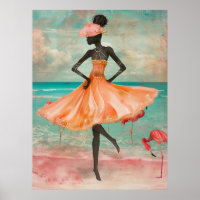 *~* FD2 Roze Flamingo Tropische Zwarte Vrouw 28