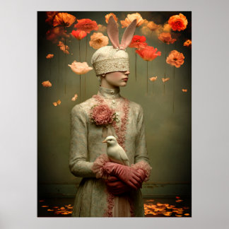 *~* FD2 Vrouw 7 Surreal Bloemige Witte Duif Poster
