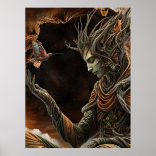 *~* FD3 29 Mystiek MAN Earth Keeper HummingBird Poster