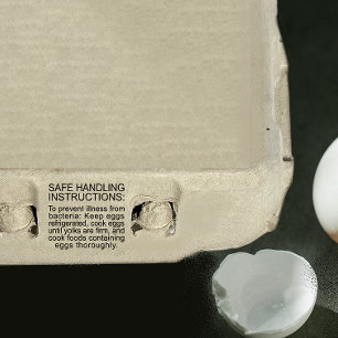 FDA Eierkarton VERPLICHTE VEILIGE BEHANDELINGSINST Rubberstempel