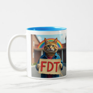 FDT Kat met Teken Regenboog Tweekleurige Koffiemok