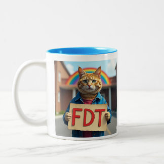 FDT Kat met Teken Regenboog Tweekleurige Koffiemok