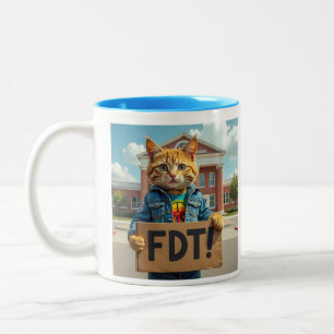 FDT Kat met Teken Regenboog Tweekleurige Koffiemok