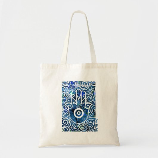 Fear No Evil Hamsa wervelt rond Tote Bag (Voorkant)
