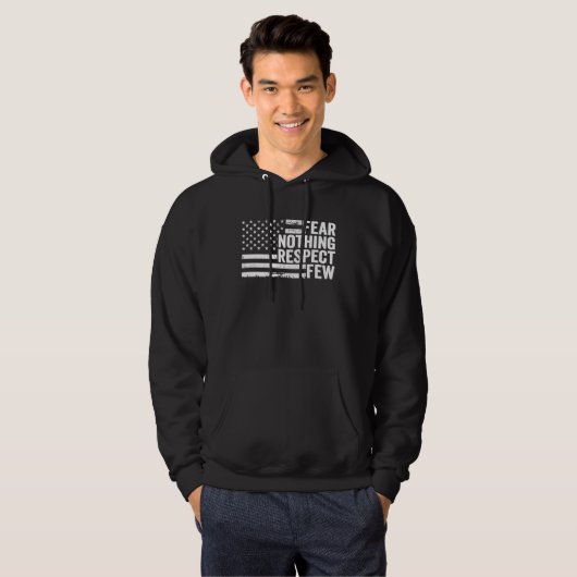 Fear Nothing Respect Few  Patriotic 4th July Ameri Hoodie (Voorkant volledig)