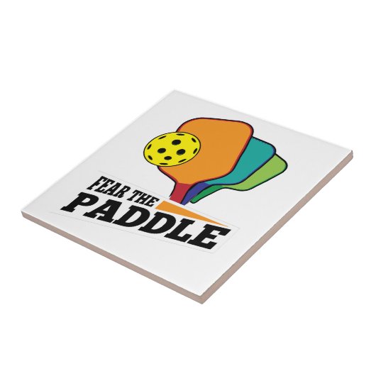 Fear the Paddle Funny Pickleball Picklballs and Pi Tegeltje (Zijkant)