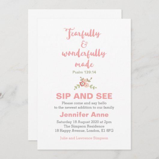 Fearful and Wonderful Fade Sip and See Invitation (Devant / Derrière)